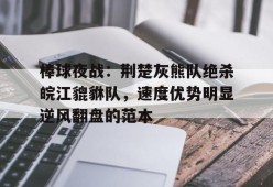 c7关于棒球夜战：荆楚灰熊队绝杀皖江貔貅队，速度优势明显逆风翻盘的范本的信息